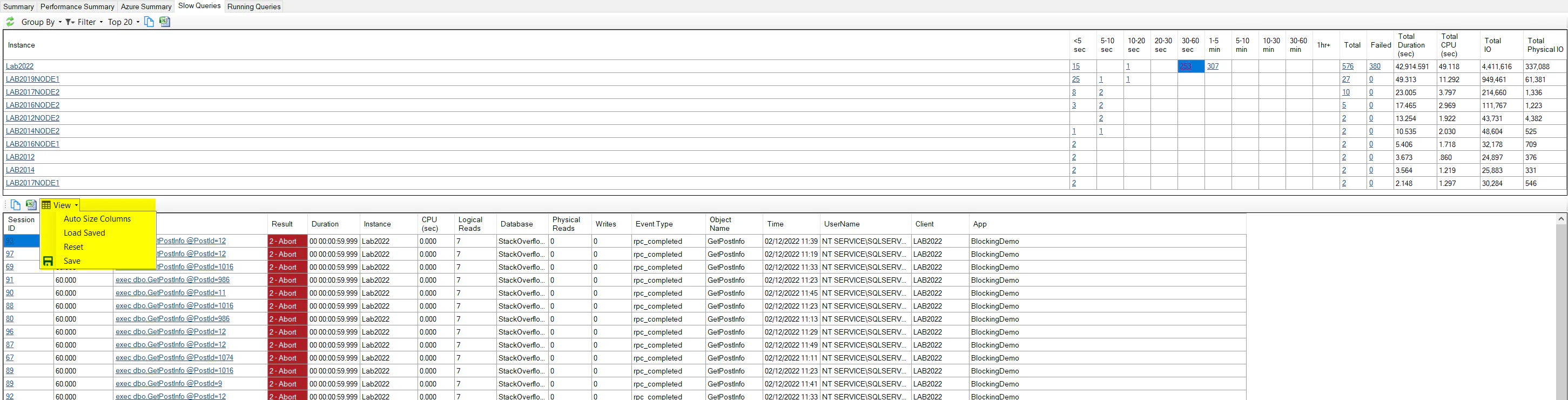 Slow Queries Grid