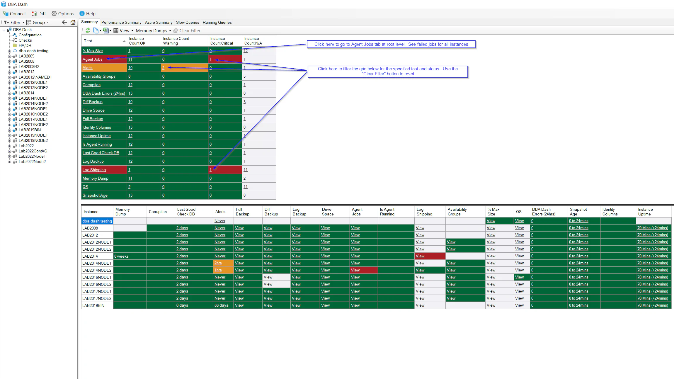 DBA Dash Summary Tab