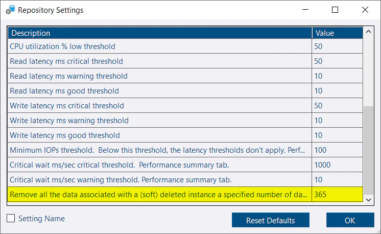 Hard delete threshold configuration