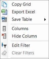 Column Context Menu