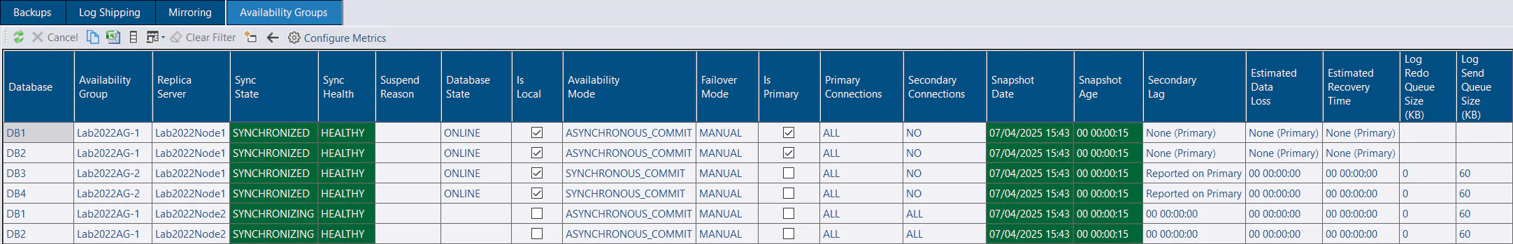 Availability Group Detail