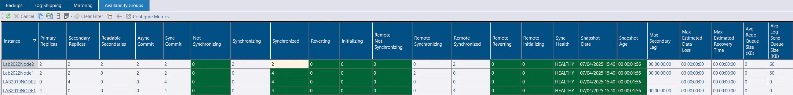 Availability Group Summary