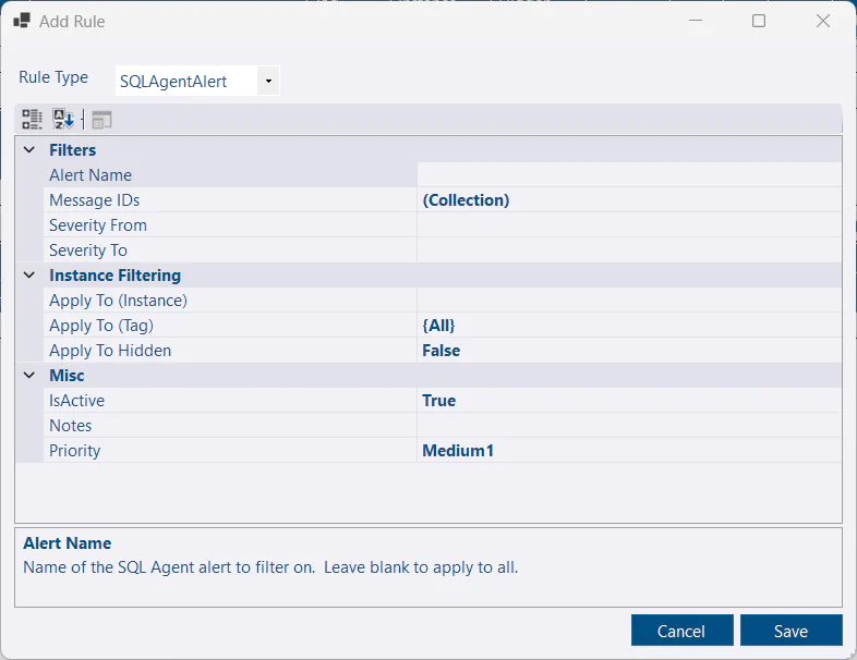 SQL Agent Alert Rule