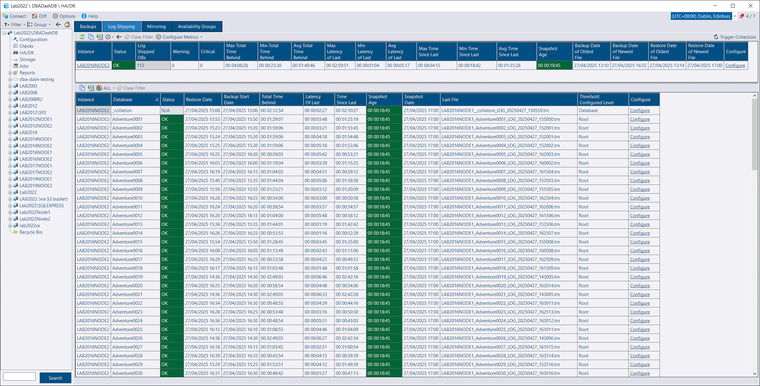 Log Shipping Report