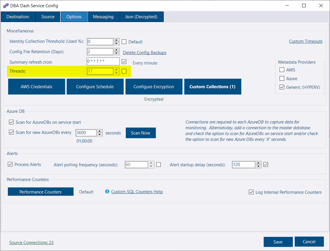 Configure threads