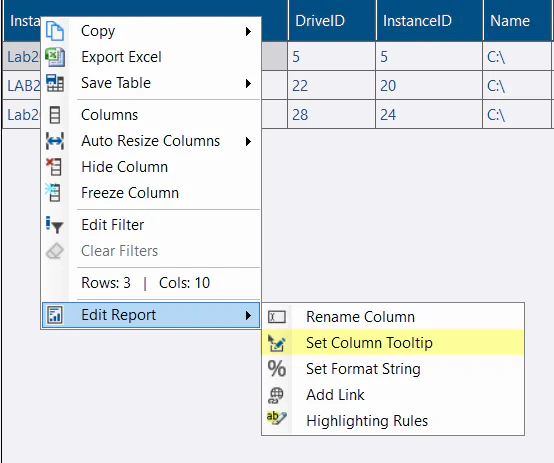 Column Tooltip