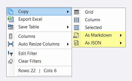 Copy As JSON/Markdown