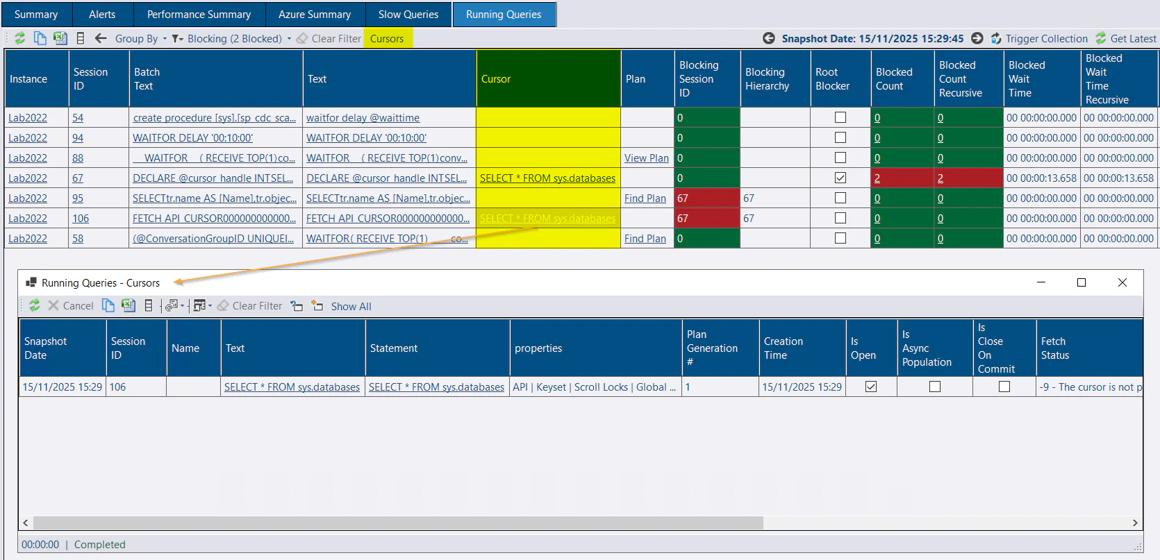 Running Queries - Cursors