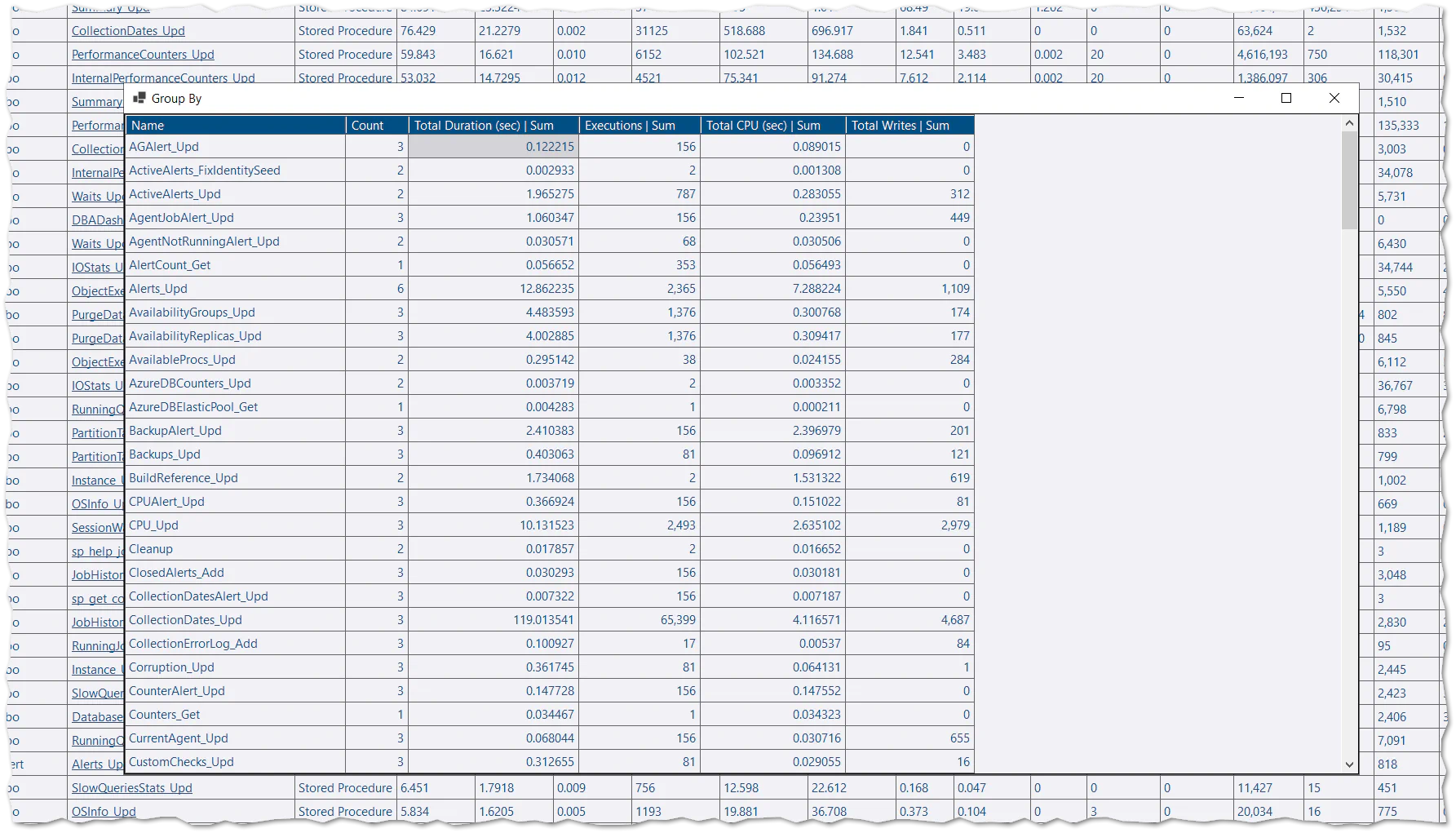 Group By grid results