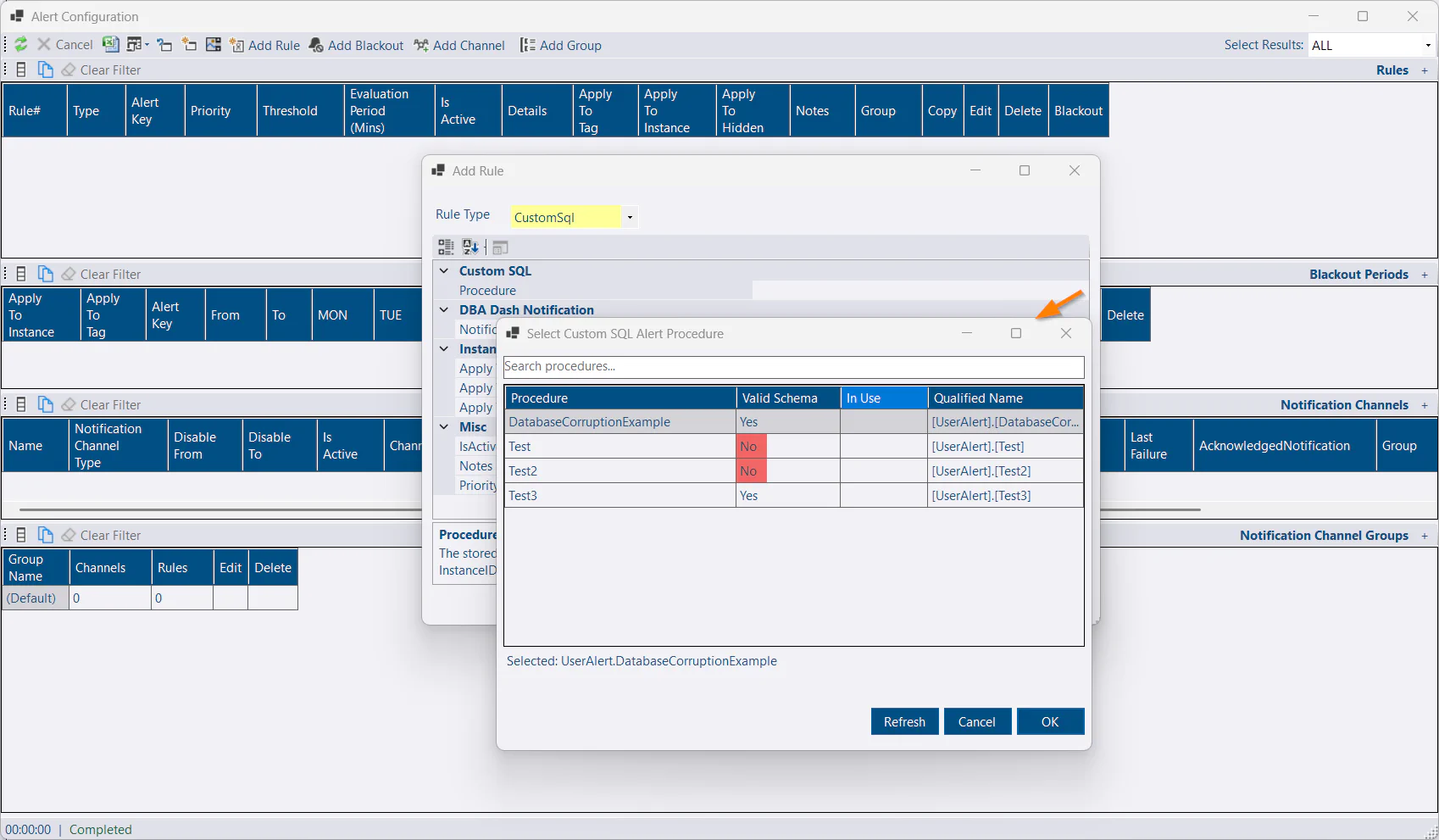 CustomSql Alert type