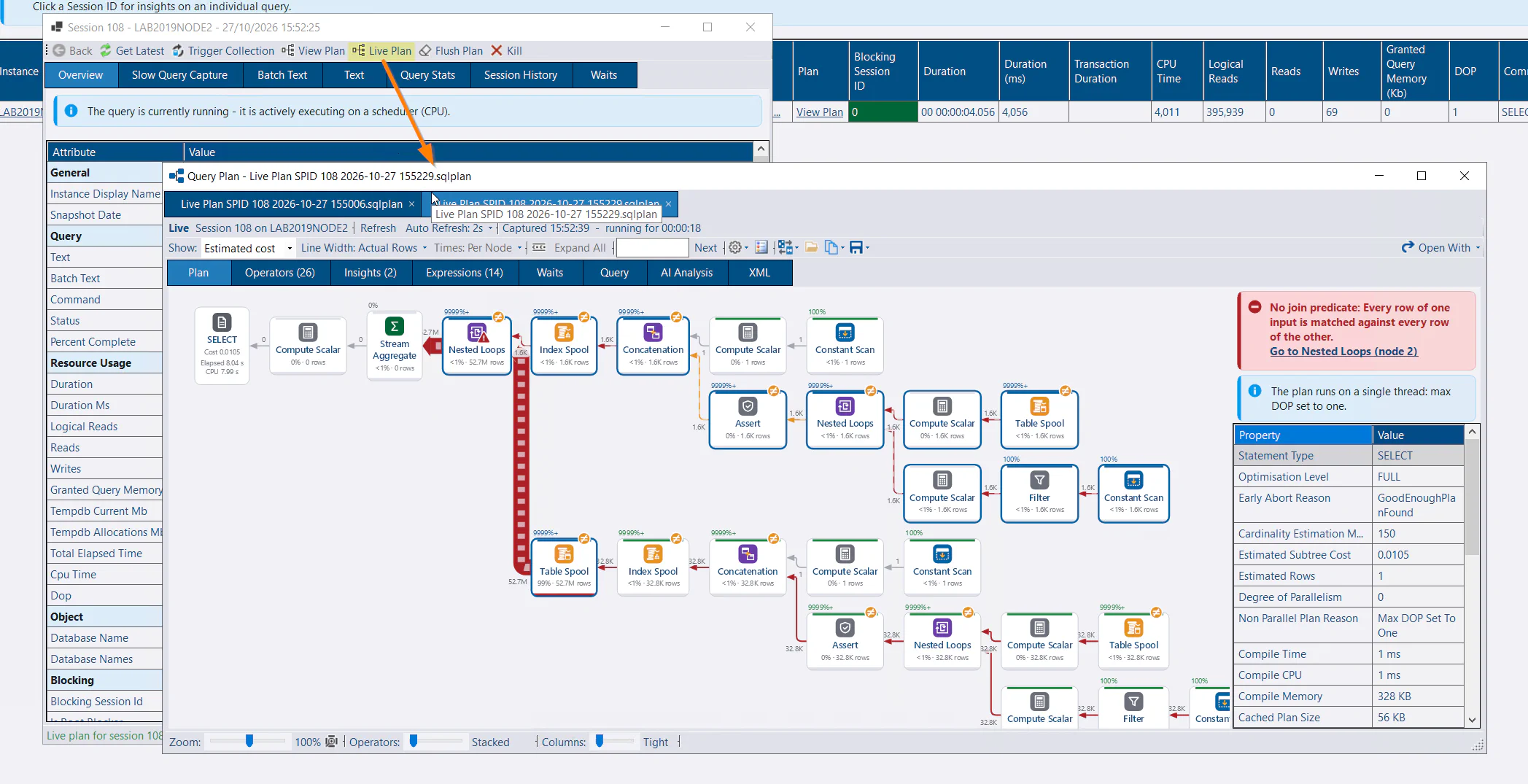 Live Query Plan Capture
