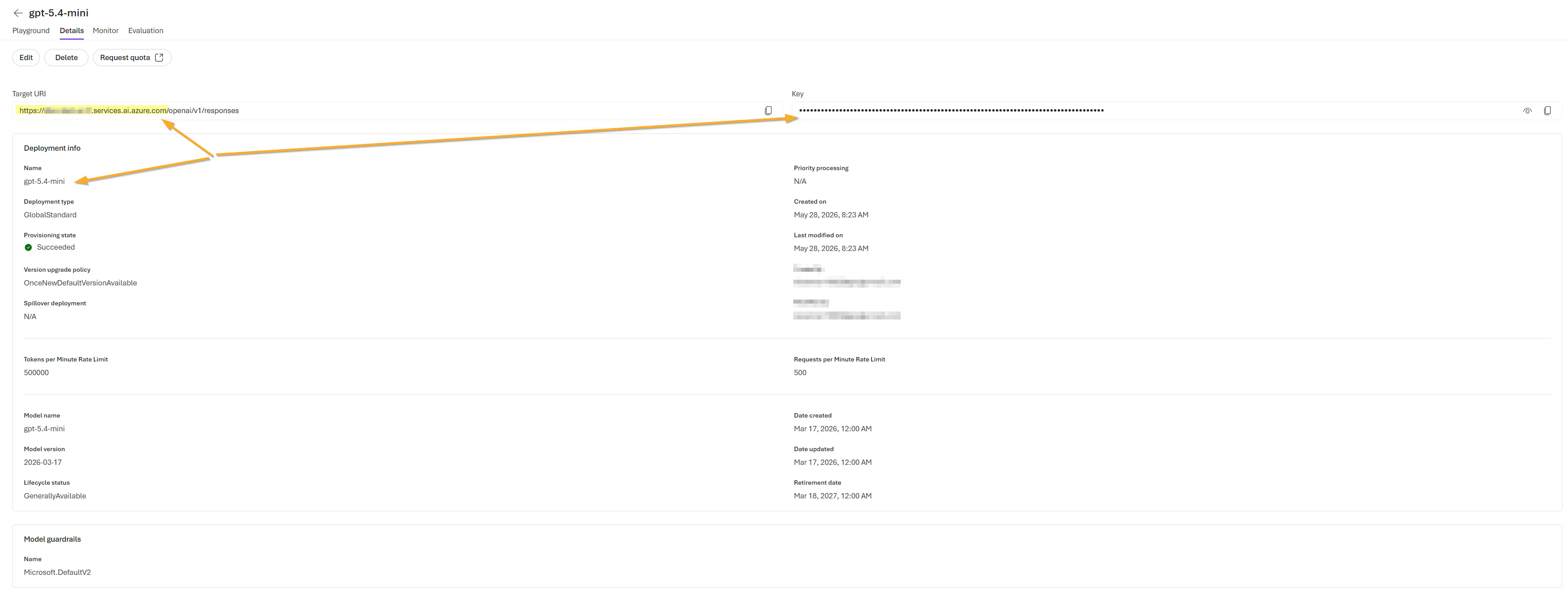 Azure Portal - model details