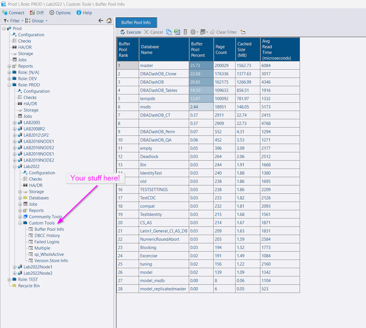 Custom Tools - Custom stored procedure execution from DBA Dash