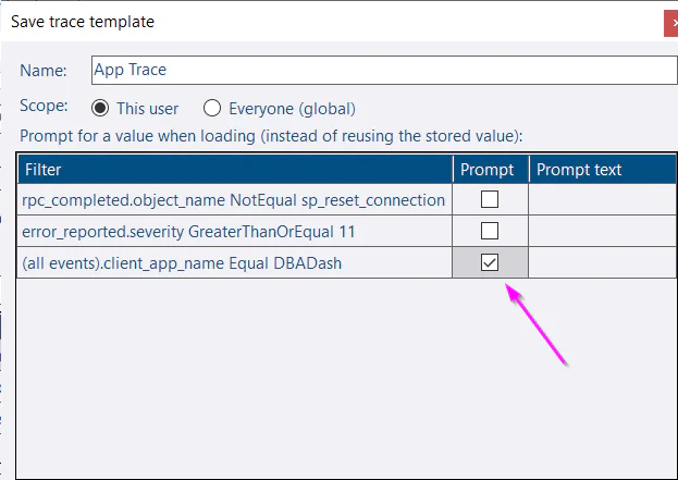 Save XE Trace template