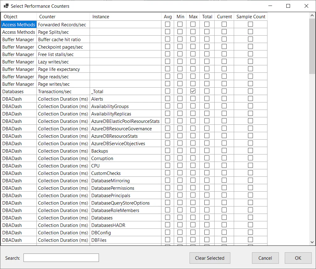 Select Performance Counters