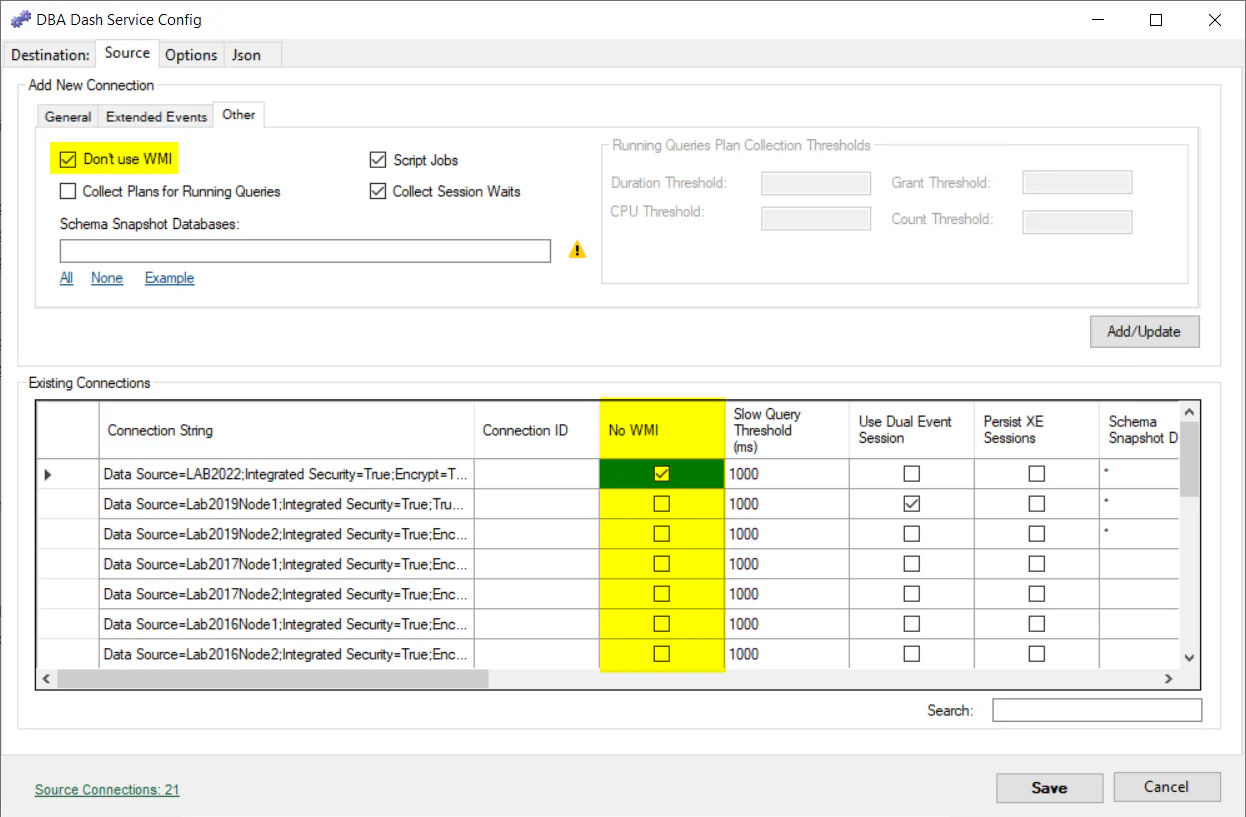 Disable WMI collections