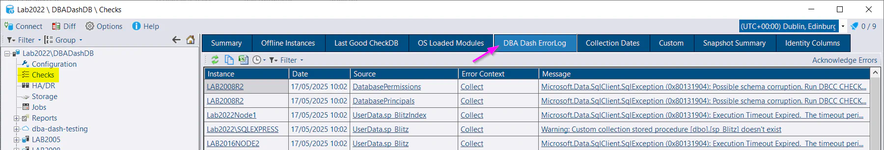 DBA Dash ErrorLog